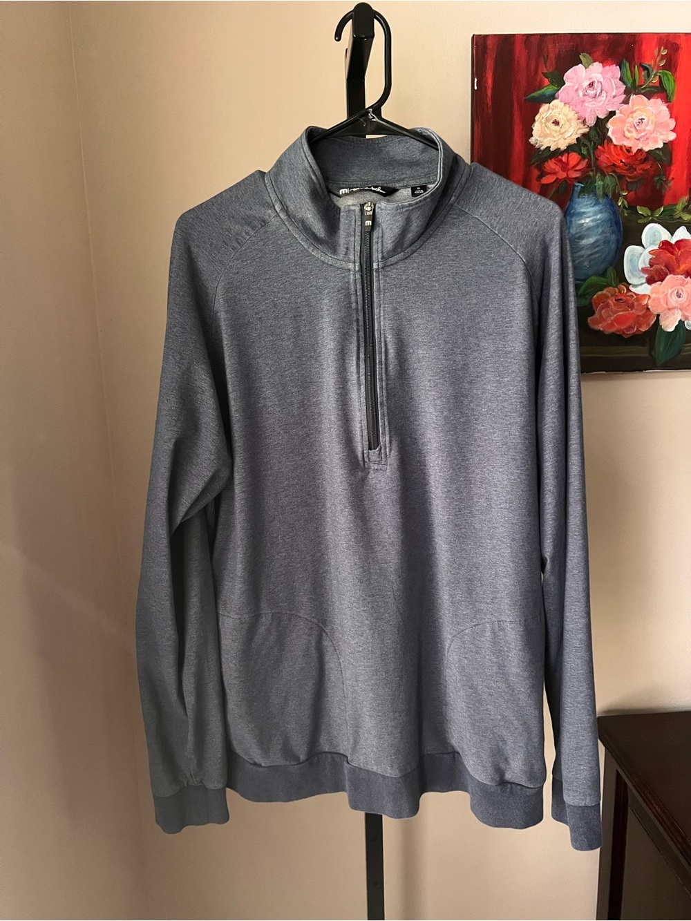 Travis Mathew Men's Slate Blue Quarter-Zip Pullover